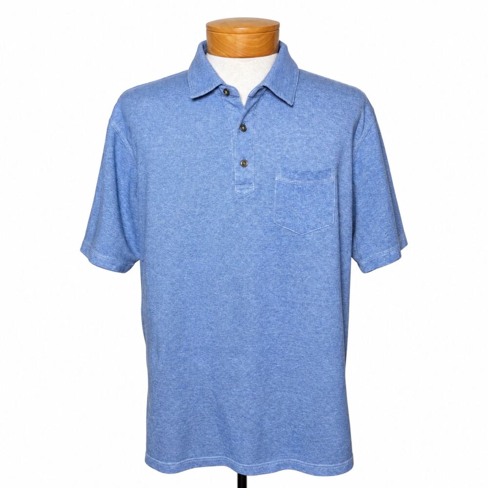 Pebble Beach Performance Polo Shirt Blue Heather XL Cotton Blend Golf Mens
